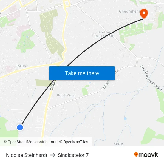 Nicolae Steinhardt to Sindicatelor 7 map
