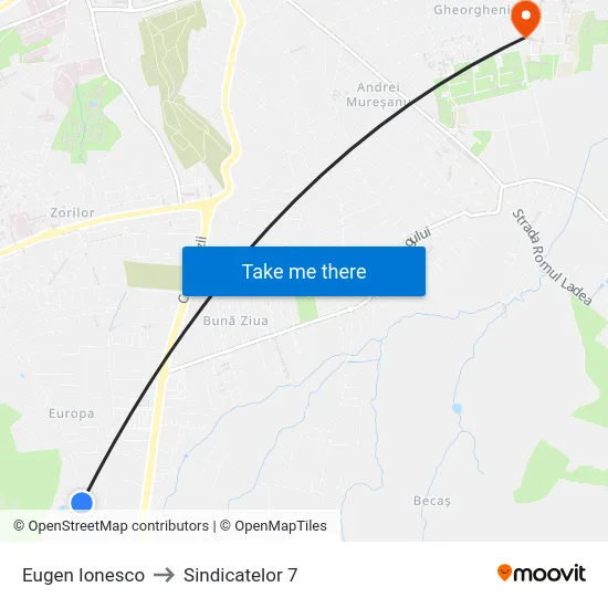 Eugen Ionesco to Sindicatelor 7 map