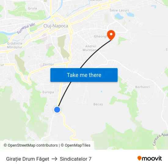 Girație Drum Făget to Sindicatelor 7 map