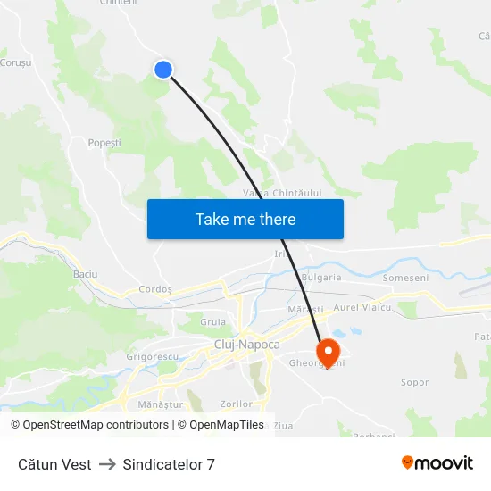 Cătun Vest to Sindicatelor 7 map