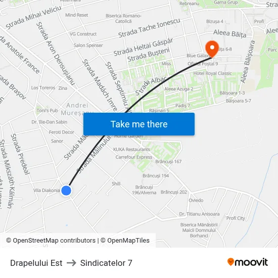 Drapelului Est to Sindicatelor 7 map