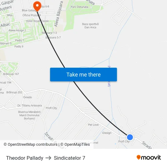 Theodor Pallady to Sindicatelor 7 map
