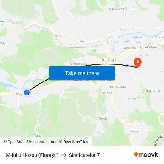 M-Iuliu Hossu (Florești) to Sindicatelor 7 map