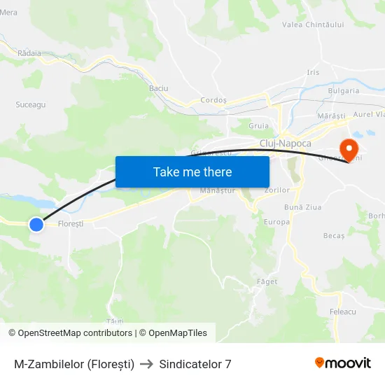 M-Zambilelor (Florești) to Sindicatelor 7 map