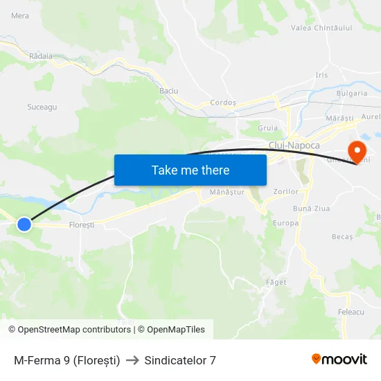 M-Ferma 9 (Florești) to Sindicatelor 7 map
