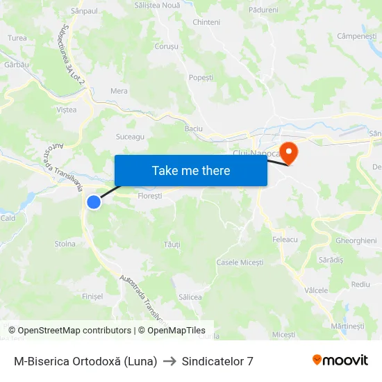 M-Biserica Ortodoxă (Luna) to Sindicatelor 7 map