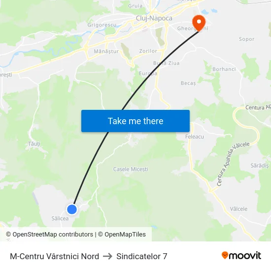 M-Centru Vârstnici Nord to Sindicatelor 7 map