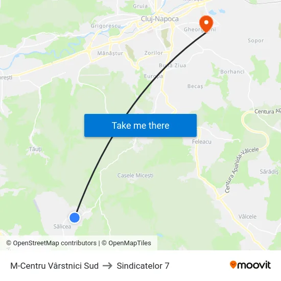 M-Centru Vârstnici Sud to Sindicatelor 7 map