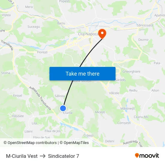 M-Ciurila Vest to Sindicatelor 7 map