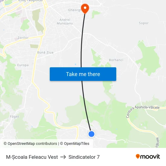 Harta de M-Școala Feleacu Vest către Sindicatelor 7