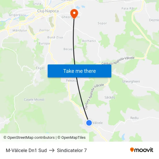 M-Vâlcele Dn1 Sud to Sindicatelor 7 map