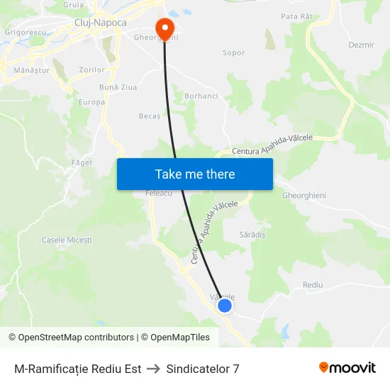 M-Ramificație Rediu Est to Sindicatelor 7 map