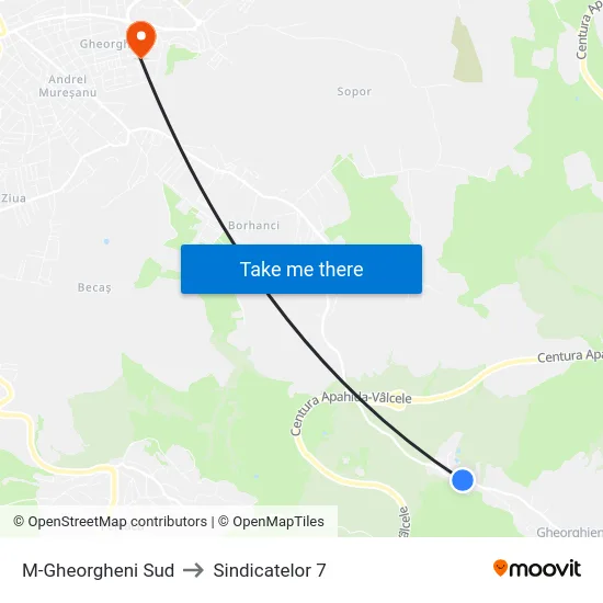 M-Gheorgheni Sud to Sindicatelor 7 map
