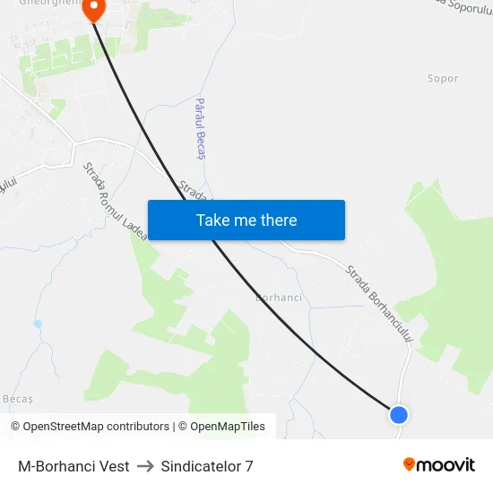M-Borhanci Vest to Sindicatelor 7 map