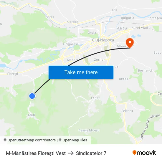 M-Mănăstirea Florești Vest to Sindicatelor 7 map