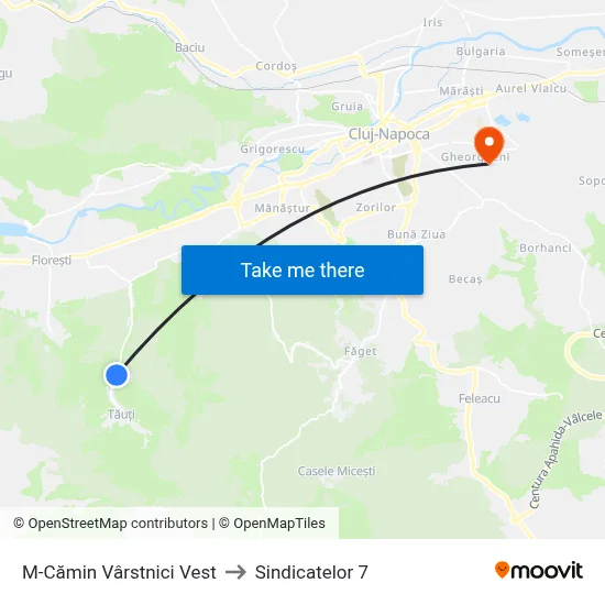 M-Cămin Vârstnici Vest to Sindicatelor 7 map
