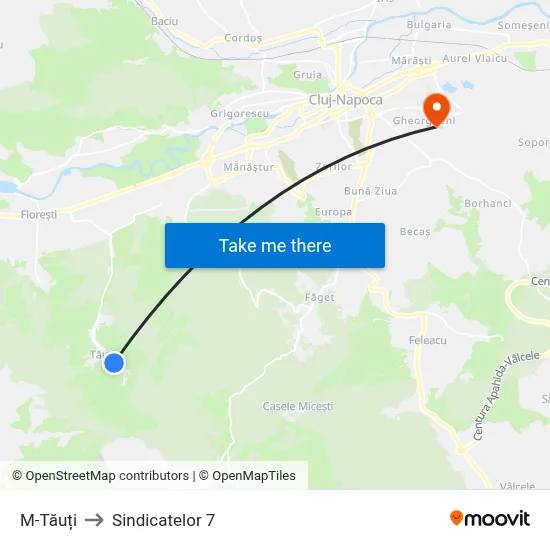 M-Tăuți to Sindicatelor 7 map