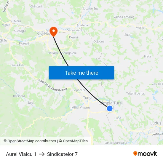 Aurel Vlaicu 1 to Sindicatelor 7 map