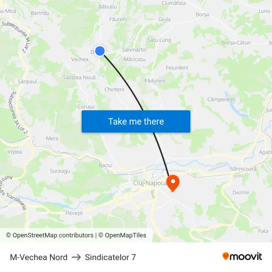 M-Vechea Nord to Sindicatelor 7 map