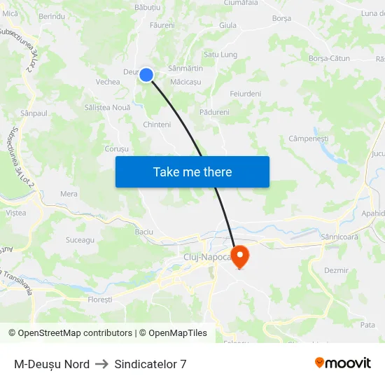 M-Deușu Nord to Sindicatelor 7 map