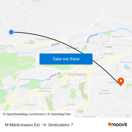 M-Mărăcineanu Est to Sindicatelor 7 map