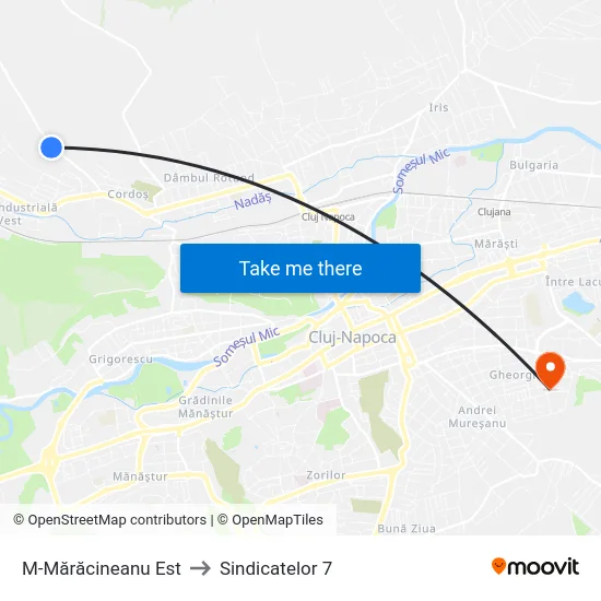 M-Mărăcineanu Est to Sindicatelor 7 map