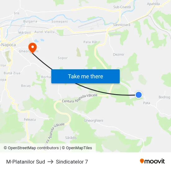 M-Platanilor Sud to Sindicatelor 7 map