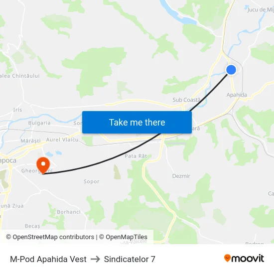 M-Pod Apahida Vest to Sindicatelor 7 map