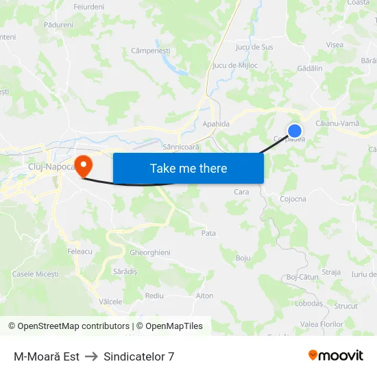 M-Moară Est to Sindicatelor 7 map