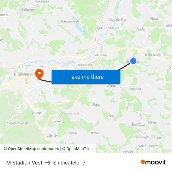 M-Stadion Vest to Sindicatelor 7 map