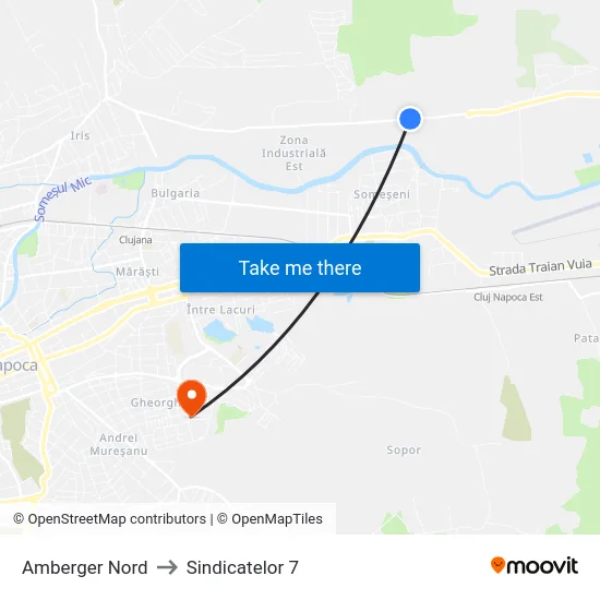 Amberger Nord to Sindicatelor 7 map