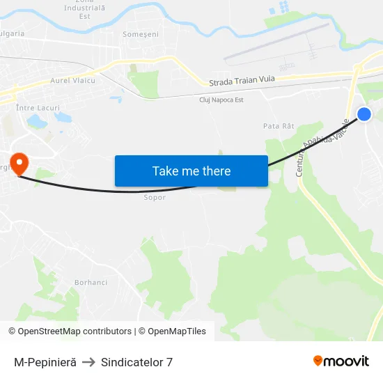 M-Pepinieră to Sindicatelor 7 map