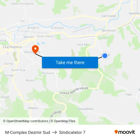 M-Complex Dezmir Sud to Sindicatelor 7 map