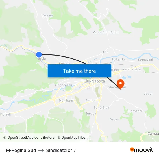 M-Regina Sud to Sindicatelor 7 map
