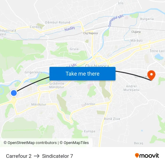 Carrefour 2 to Sindicatelor 7 map