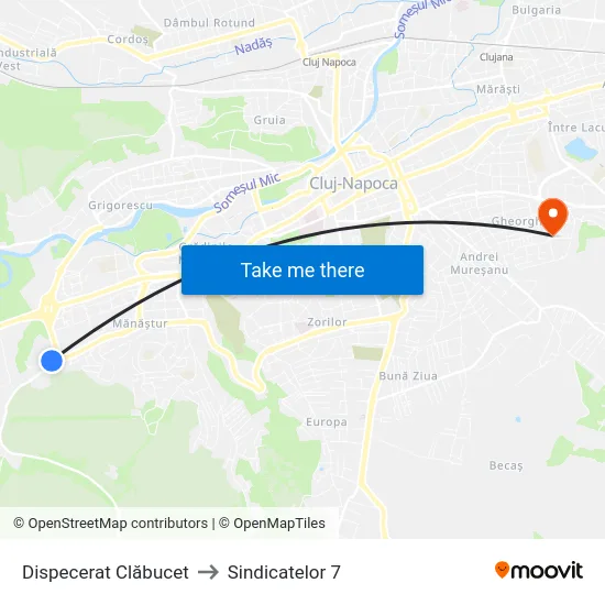 Dispecerat Clăbucet to Sindicatelor 7 map