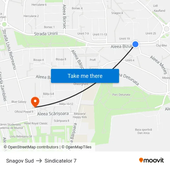 Snagov Sud to Sindicatelor 7 map