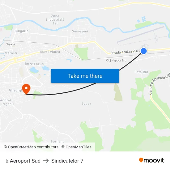 ✈ Aeroport Sud to Sindicatelor 7 map