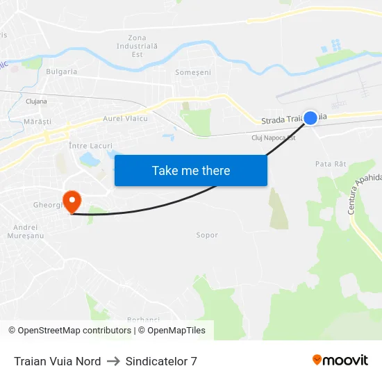 Traian Vuia Nord to Sindicatelor 7 map