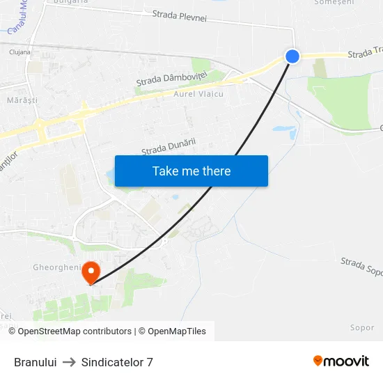 Branului to Sindicatelor 7 map