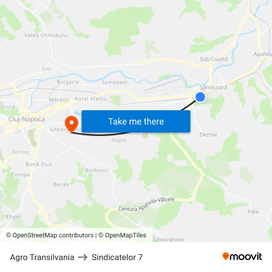 Agro Transilvania to Sindicatelor 7 map