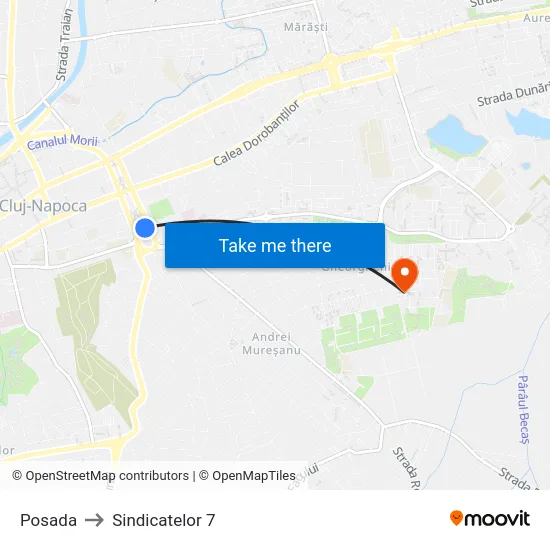 Posada to Sindicatelor 7 map