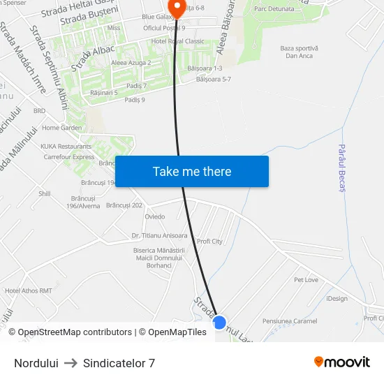 Nordului to Sindicatelor 7 map