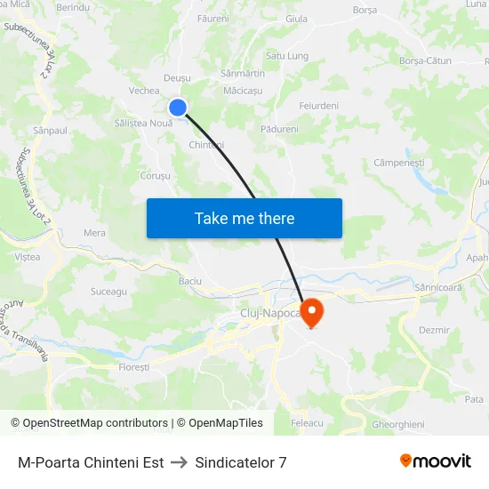 M-Poarta Chinteni Est to Sindicatelor 7 map