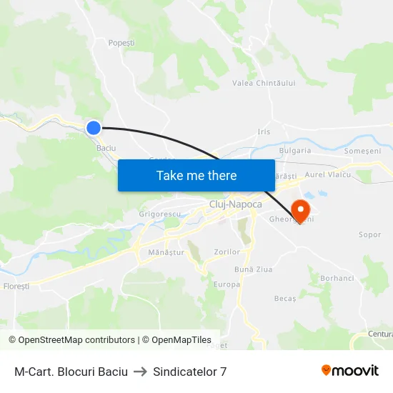 M-Cart. Blocuri Baciu to Sindicatelor 7 map