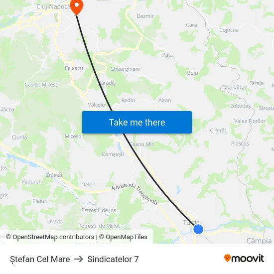 Ștefan Cel Mare to Sindicatelor 7 map