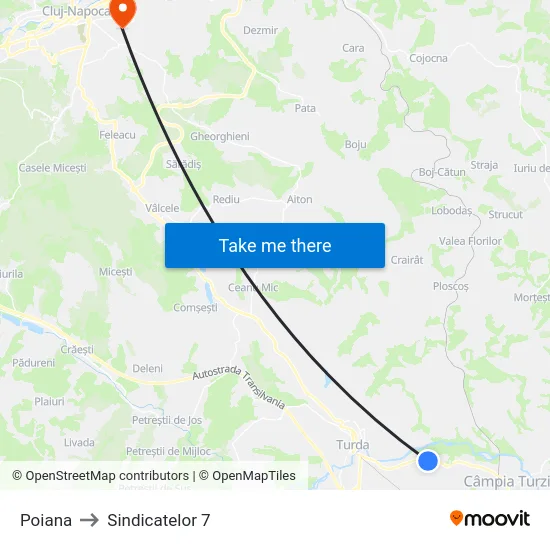Poiana to Sindicatelor 7 map