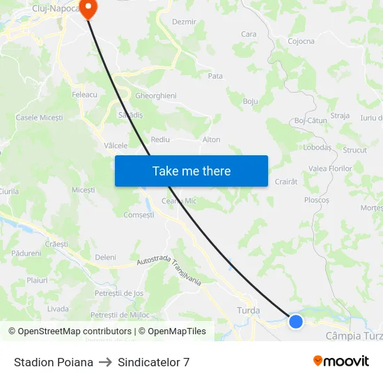 Stadion Poiana to Sindicatelor 7 map