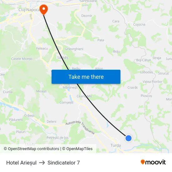 Hotel Arieșul to Sindicatelor 7 map