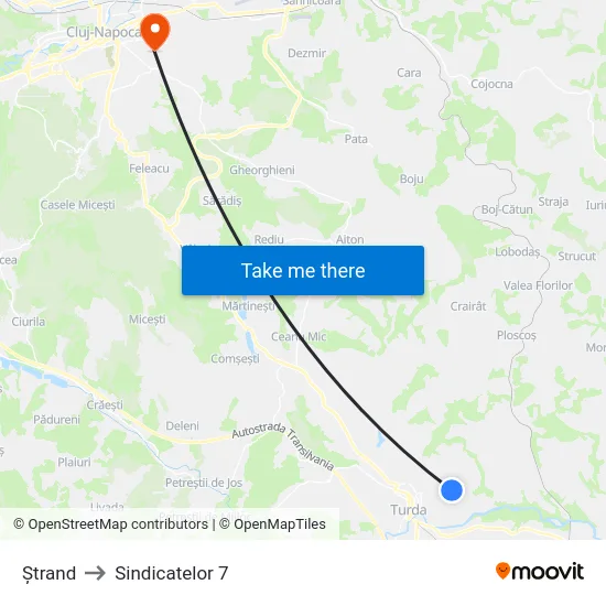 Ștrand to Sindicatelor 7 map